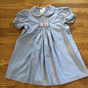Viva La Fete for Rags Land Blue Dress with Giraffe smocking